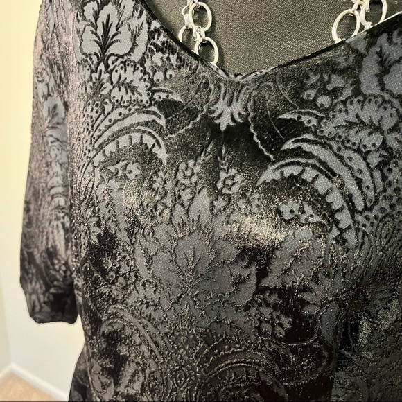 Barbara Bates vintage black women’s designer luxury embossed velour dress Size10 - Picture 7 of 9